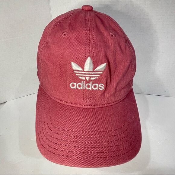 Adidas Trefoil Logo Pink Mauve Hat 100% Cotton White Embroidered Sporty Like New - Picture 3 of 15
